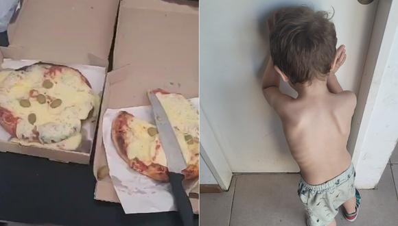 El niño se pidió pizzas cuando su padre estaba durmiendo. (Imagen: / Twitter)