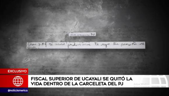 El expresidente de la Junta de Fiscales Superiores de Ucayali, Luis Alberto Jara Ramírez, quien se suicidó el último viernes de un disparo en la cabeza dejó una carta para su esposa.  (Video captura: América Noticias).