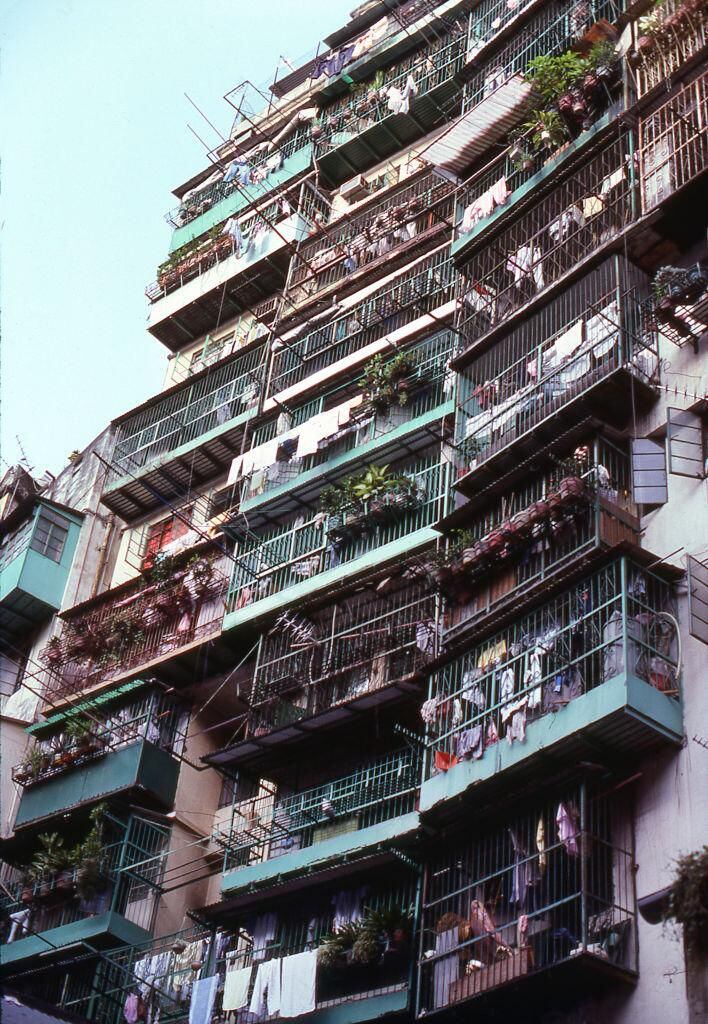 Hong Kong's mountainous terrain helped prevent tall buildings from collapsing.  (GET IMAGES).