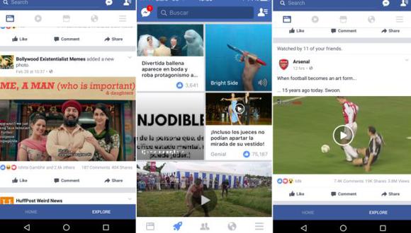 Facebook lanza la opción de "explorar" para Android y iOS