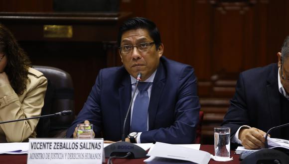 El ministro de Justicia Vicente Zeballos participa en una sesión de la Comisión de Constitución del Congreso, el pasado 1 de julio del 2019. (Foto: Congreso).