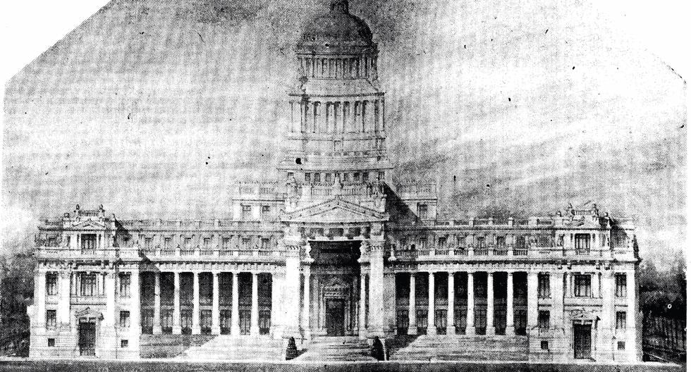 Proyecto original del arquitecto Paprocki incluía la construcción de una imponente cúpula en la cima del Palacio de Justicia. (Foto: Archivo Histórico de El Comercio)