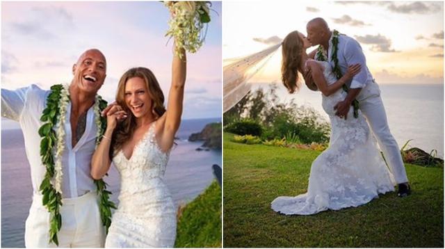 Dwayne Johnson, ‘La Roca’, y Lauren Hashian se casaron y compartieron imagenes de la boda en Instagram.