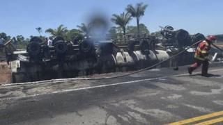 Loreto: chofer de camión cisterna murió tras despiste y explosión del vehículo