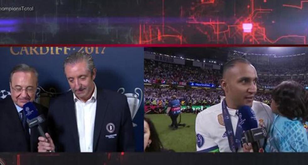 Florentino Pérez y Keylor Navas charlaron en vivo por TV sobre el contrato del arquero con el Real Madrid. (Foto: captura Facebook)