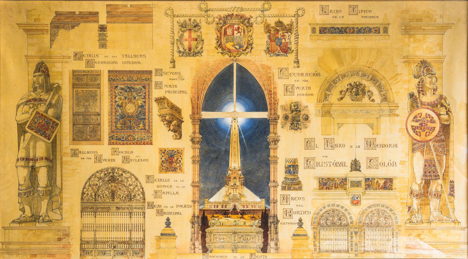 Proyecto para la construcción de un faro en homenaje a Cristóbal Colón, en República Dominicana. Aunque no ganó, el dibujo muestra su obsesión por el detalle.