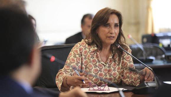 Dina Boluarte dio conferencia de prensa hoy sábado 17 de diciembre. (Foto de JHONEL RODRIGUEZ ROBLES / Presidencia peruana / AFP)