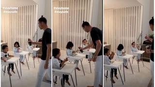 Cristiano Ronaldo enternece las redes: aplicó gel a sus hijos en medio de la cuarentena por el coronavirus