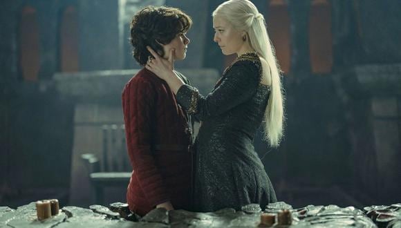 Lucerys Velaryon y Rhaenyra Targaryen en escena de "House of the Dragon", final de temporada.