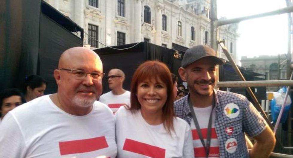 Magaly Medina, Ricardo Morán y Carlos Bruce apoyaron la segunda Marcha por la Igualdad. (Foto: Twitter)
