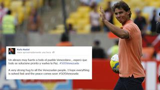 Rafael Nadal se suma al pedido de paz en Venezuela