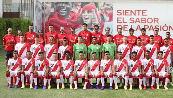 La actual selección Sub 20 de Perú, dirigida por Daniel Ahmed, que disputará el Sudamericano en Chile. (El Comercio)