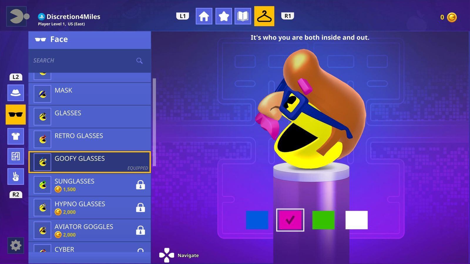 El juego te permite personalizar tu Pac-Man con opciones como sombreros y gafas.