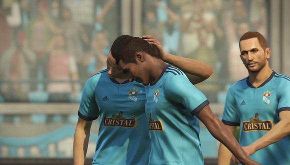 Horacio Calcaterra, Christian Ortiz y Fernando Pacheco celebrando un gol en PES 2019. (Captura de pantalla: PES 2019)