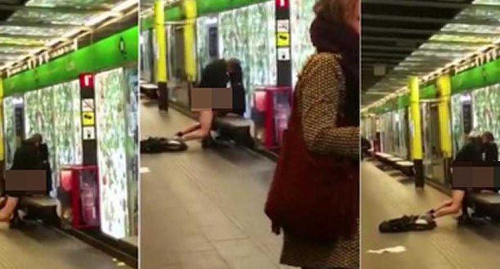 Escándalo en metro de Barcelona por pareja teniendo sexo. (Foto: Captura YouTube)