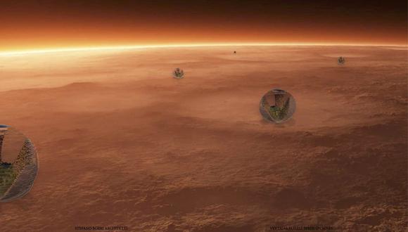 Los edificios están ideados dentro de burbujas debido a la falta de oxígeno que podría haber en Marte. (Foto: Difusión)