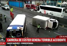 Los Olivos: ‘correteo’ entre coasters causó triple choque y dejó más de 10 heridos en la Panamericana Norte