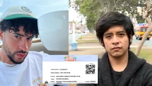 Joven denunció que fue estafado con dos entradas falsas para el concierto de Bad Bunny en Lima | Foto: Composición: IG / América  Noticias (Captura de video)