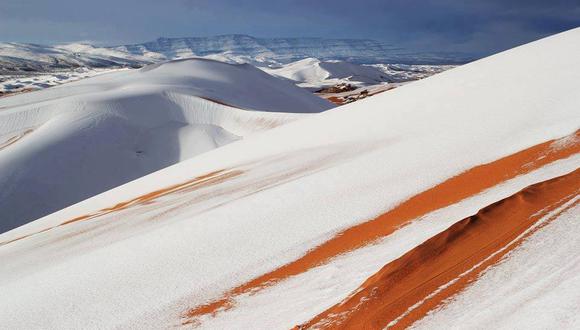 El desierto del Sahara aparece cubierto de nieve. Foto: (@severeweatherEU, vía Twitter).