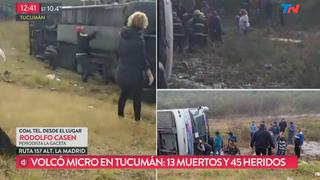 Autobús se vuelca en Argentina y deja al menos 13 muertos