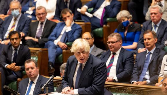 El primer ministro del Reino Unido, Boris Johnson, se dirige al parlamento inglés sobre la crisis de Afganistán. EFE