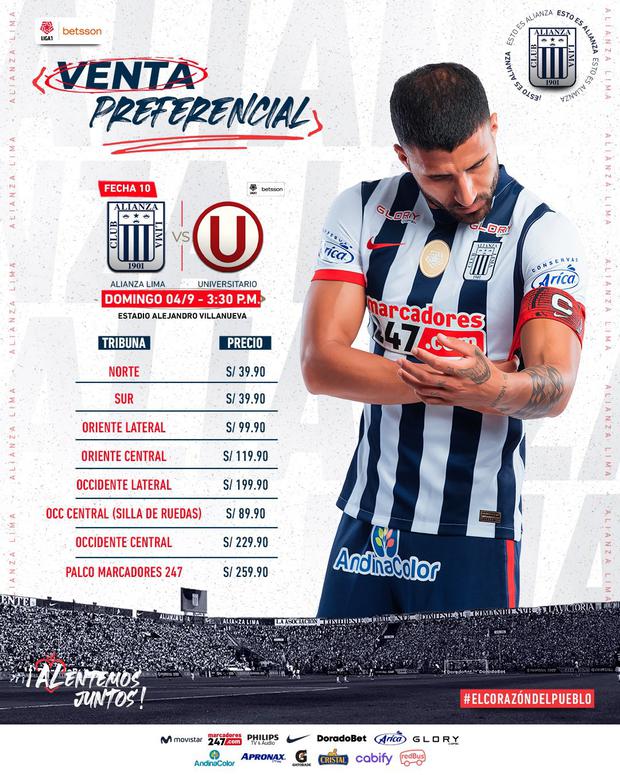 Entradas Alianza Lima vs. Universitario cómo comprar y cuánto cuestan
