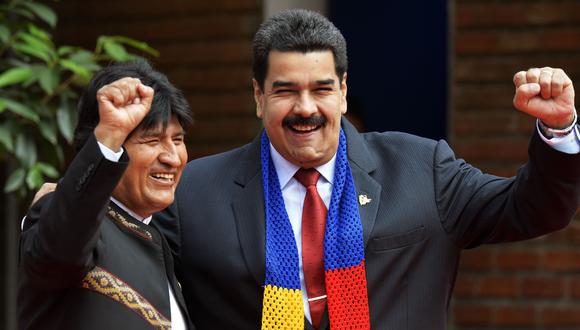 Evo Morales y Nicolás madurop en una imagen del 15 de junio del 2014. (AFP PHOTO/CRIS BOURONCLE).