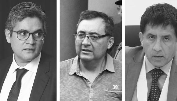 El fiscal José Domingo Pérez, el exfuncionario del MTC, hoy acusado, Jorge Cuba, y el juez Richard Concepción Carhuancho, a cargo del control de acusación.