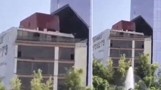 El instante en que un edificio se mueve durante el terremoto en México
