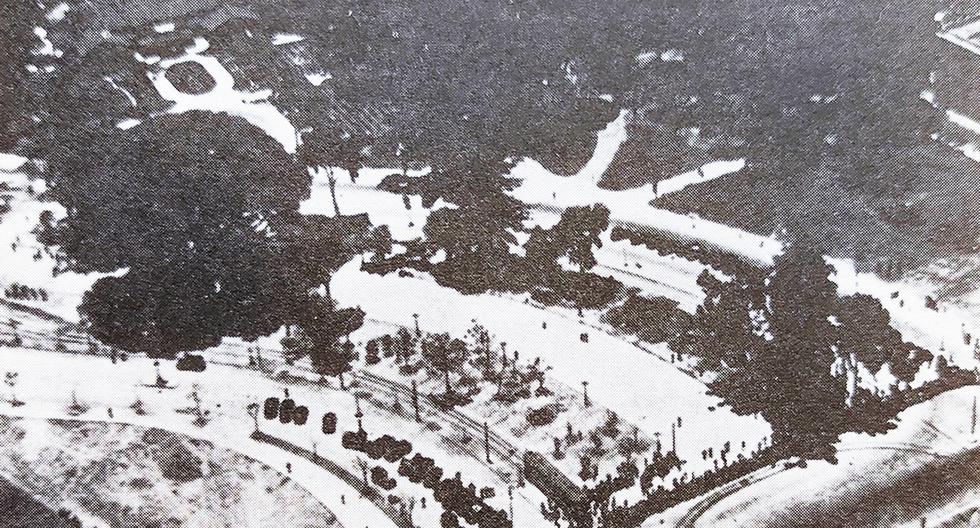 Una vista aérea del antiguo zoológico de Lima, al lado del Parque de la Exposición. Su famoso restaurante fue demolido en 1934, y el propio zoológico desapareció diez años después, en 1944. (Foto: GEC Archivo Histórico)