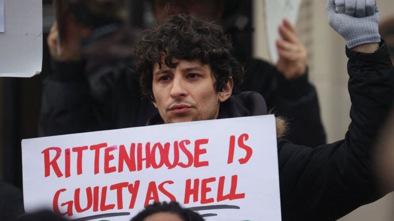 Several protesters called for Rittenhouse's conviction.  (GETTY IMAGES)