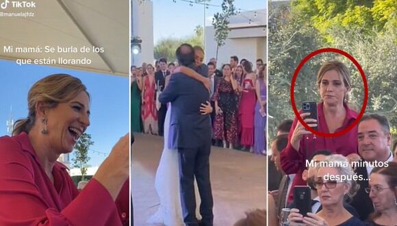 La mujer no pudo aguantar las lágrimas en plena boda pese a que intentó ser fuerte. | FOTO: @manuelajfdz / TikTok