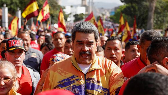 El presidente de Venezuela, Nicolás Maduro, asiste a un mitin para conmemorar el aniversario del fin de la dictadura de Marcos Pérez Jiménez, quien fue derrocado después de un levantamiento popular en 1958, en Caracas, Venezuela.