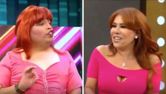 Magaly Medina estuvo frente a frente a "Mascaly", la imitación de Jorge Benavides a la presentadora de TV. (Foto: Captura ATV)