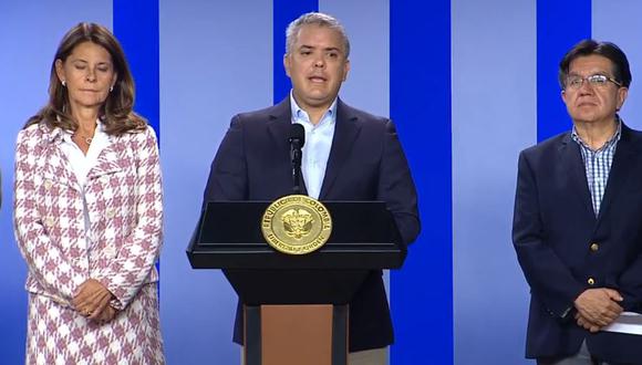 El presidente de Colombia, Iván Duque, anunció el cierre de la frontera con Venezuela y mayor control con Ecuador como medidas por el coronavirus. (Foto: captura de video)