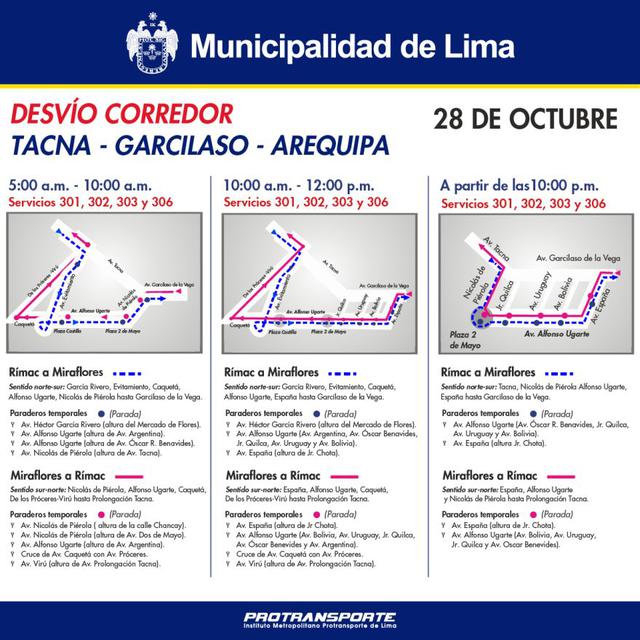 Metropolitano y Corredor azul: buses desviarán este 28 [MAPA] - 3