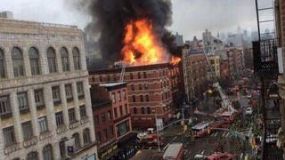 Incendio en Nueva York deja 19 heridos y un edificio colapsado