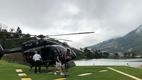 Neymar llegando a las prácticas de Brasil en su helicóptero personal. (Foto: Globoesporte)