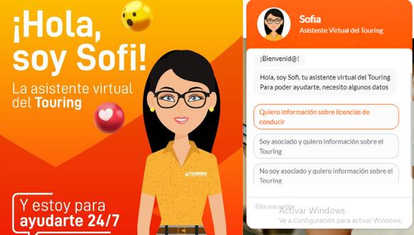 Sofi es un chatbot instalado en la web de la organización que permite resolver las preguntas más frecuentes de los usuarios. Foto: Touring