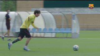 Messi probó la puntería y marcó un golazo en la práctica del Barcelona | VIDEO