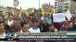Panamericana Sur: bloquean vía auxiliar para pedir acceso a SJM