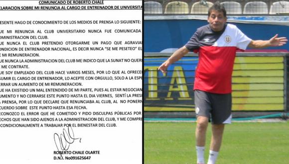 Chale y el insólito comunicado del técnico de Universitario