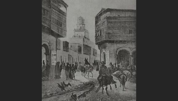 Las acequias de la Lima del siglo XIX (con sus gallinazos) recorren las calles de la ciudad, en esta obra del pintor Johann Moritz Rugendas.