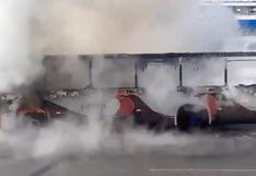 Bus de transporte público se incendia y alarma a transeúntes de San Luis | VIDEO 