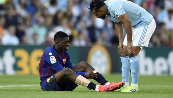 El francés Ousmane Dembélé tuvo que ser cambiado a los 6 minutos de haberse iniciado el partido entre Barcelona y Celta de Vigo. (Foto: AFP)