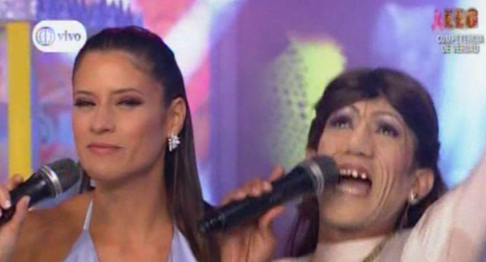 María Pía Copello y Mathías Brivio se encontraron con sus dobles en el set de Esto es Guerra. (Foto: Captura América TV)
