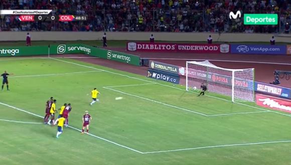 James Rodríguez anotó de penal la ventaja de Colombia sobre Venezuela. (Foto: Captura Movistar)