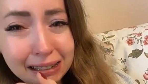 La instagramer rusa Ekaterina Didenko llora por la muerte de su esposo Valentín. Foto: Instagram, vía La Nación de Argentina