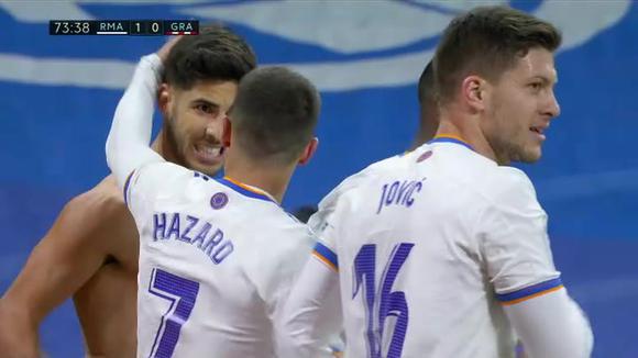 Gol de Marco Asensio para el 1-0 de Real Madrid vs. Granada. (Video: Premier Sports 2)