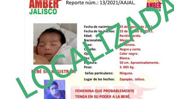 La menor recién nacida que fue sustraída de un hospital de la ciudad mexicana de Guadalajara fue encontrada este jueves abandonada en una calle.